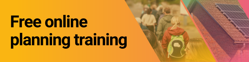 Register now for our free planning training on community-led planning and renewable energy. January to March 2026, online.