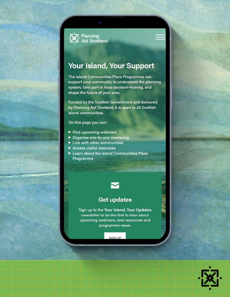 Image of the Your Island, Your Support webpage on a mobile phone