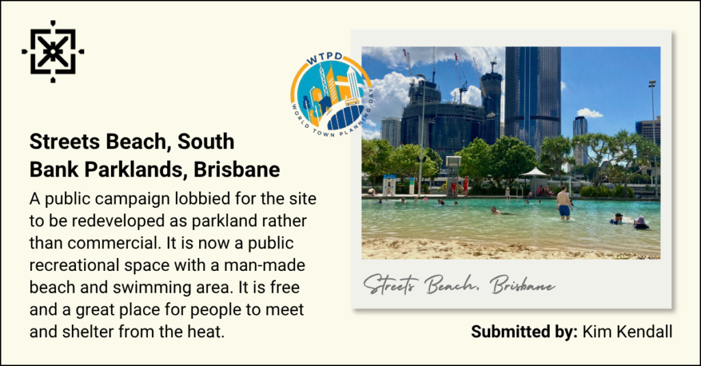 A public campaign lobbied for the site to be redeveloped as parkland rather than commercial. It is now a public recreational space with a man-made beach and swimming area. It is free and a great place for people to meet and shelter from the heat.